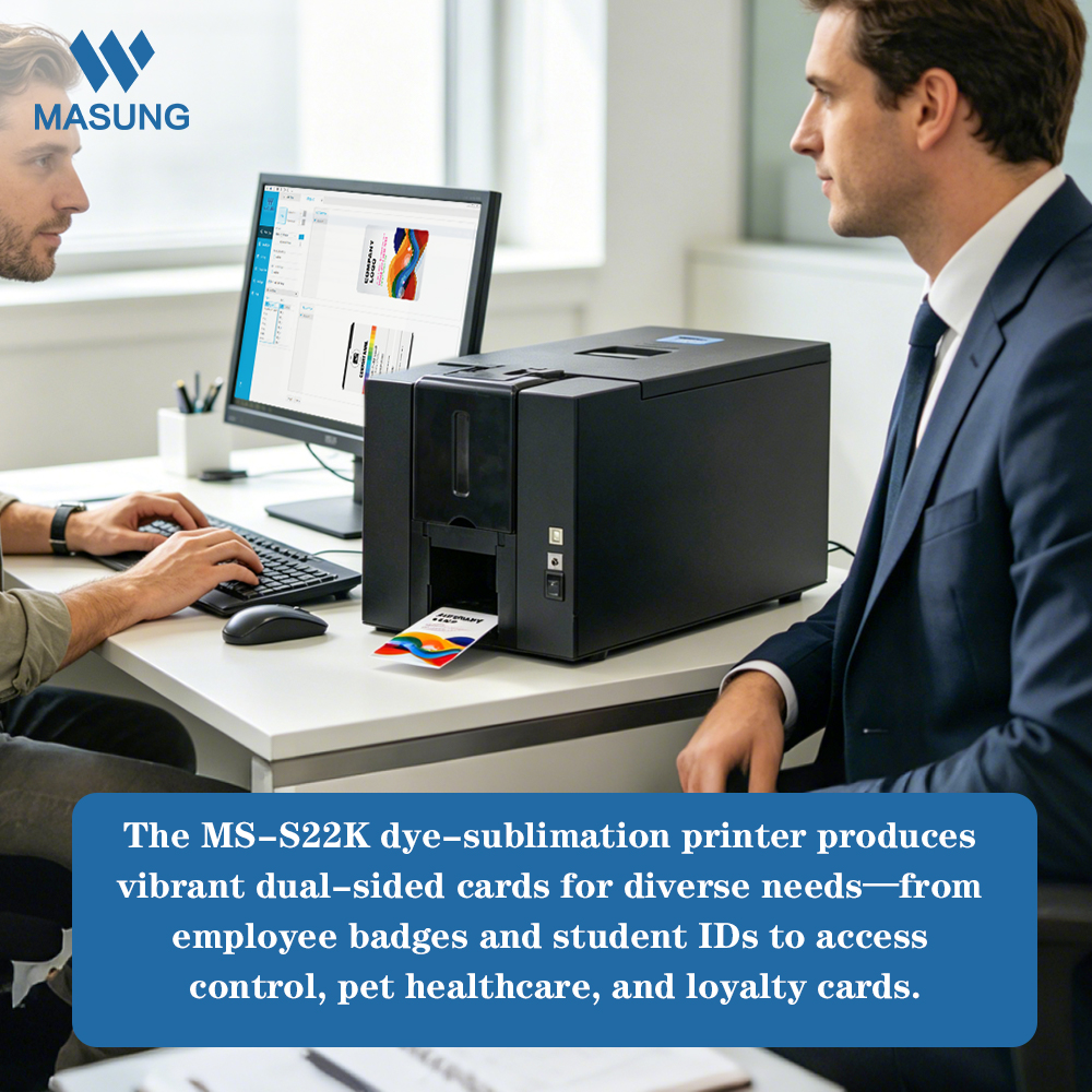 Masung MS-CH22K Double-Sided ID Card Printer, 300 DPI Thermal Sublimation Name Tag Printer for Event & Conference - Image 6
